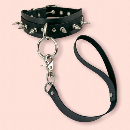 FCK135LEASH SPIKE O RING BIONDAGE LEASH COLLAR