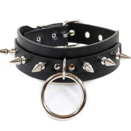 FCK135LEASH SPIKE O RING BIONDAGE LEASH COLLAR
