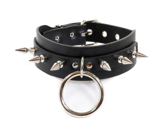FCK135LEASH SPIKE O RING BIONDAGE LEASH COLLAR