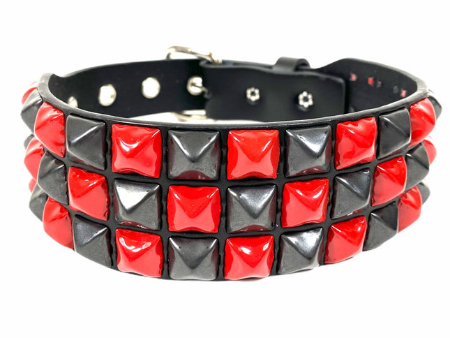FCK150 GLOW CHECKERED PYRAMID STUD CHOKER