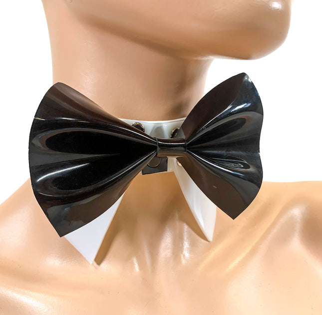 FCK156VN VINYL BOWTIE COLLAR CHOKER BRACELET SET: 1 CHOKER
