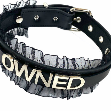 FCK160   1 1/4" WIDE BONDAGE FETISH  STAINLESS STEEL LETTER WORDS ID NAME CHOKER