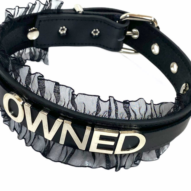 FCK160   1 1/4" WIDE BONDAGE FETISH  STAINLESS STEEL LETTER WORDS ID NAME CHOKER