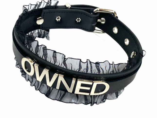 FCK160   1 1/4" WIDE BONDAGE FETISH  STAINLESS STEEL LETTER WORDS ID NAME CHOKER