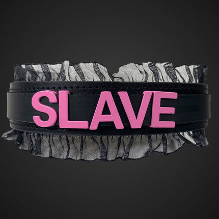 FCK160-PS  LACE FETISH  STAINLESS STEEL LETTER WORDS ID NAME CHOKER