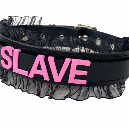 FCK160-PS  LACE FETISH  STAINLESS STEEL LETTER WORDS ID NAME CHOKER