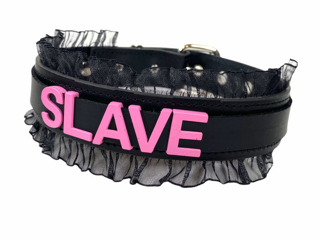 FCK160-PS  LACE FETISH  STAINLESS STEEL LETTER WORDS ID NAME CHOKER
