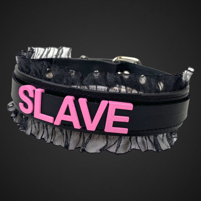 FCK160-PS LACE FETISH  STAINLESS STEEL LETTER WORDS ID NAME CHOKER