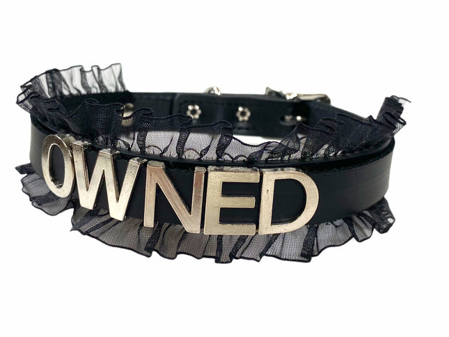 FCK162  3/4" WIDE  LACE FETISH  STAINLESS STEEL LETTER WORDS ID NAME CHOKER