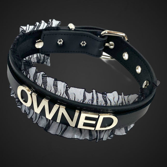 FCK162  3/4" WIDE  LACE FETISH  STAINLESS STEEL LETTER WORDS ID NAME CHOKER