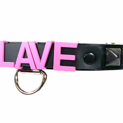 FCK165-PS BONDAGE FETISH  STAINLESS STEEL LETTER WORDS ID NAME CHOKER