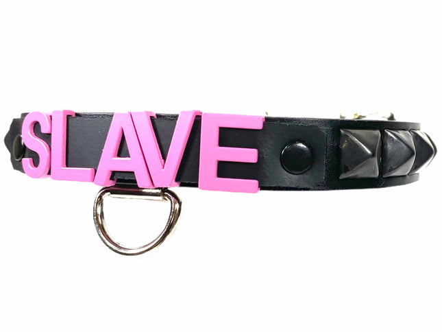 FCK165-PS BONDAGE FETISH  STAINLESS STEEL LETTER WORDS ID NAME CHOKER