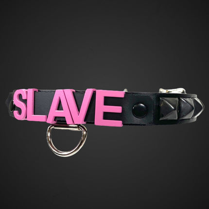 FCK165-PS BONDAGE FETISH  STAINLESS STEEL LETTER WORDS ID NAME CHOKER