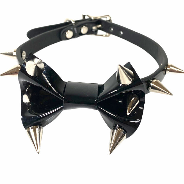FCK177-SC CONE SPIKE BOWTIE CHOKER