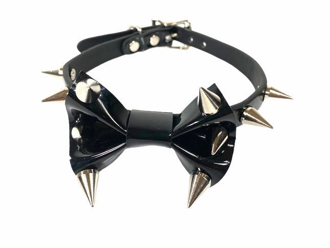 FCK177-SC CONE SPIKE BOWTIE CHOKER