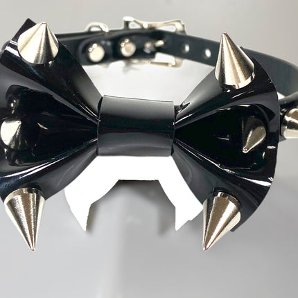 FCK177-SC CONE SPIKE BOWTIE CHOKER