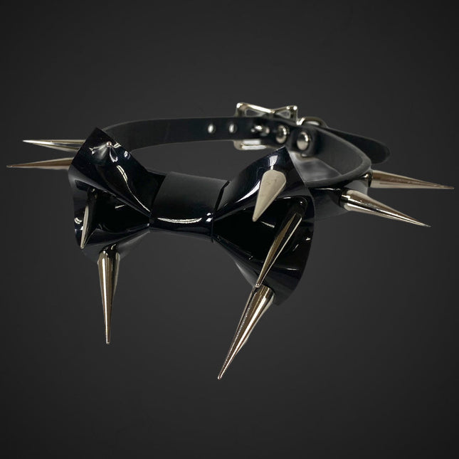 FCK177-TAL TALL CONE SPIKE BOWTIE CHOKER