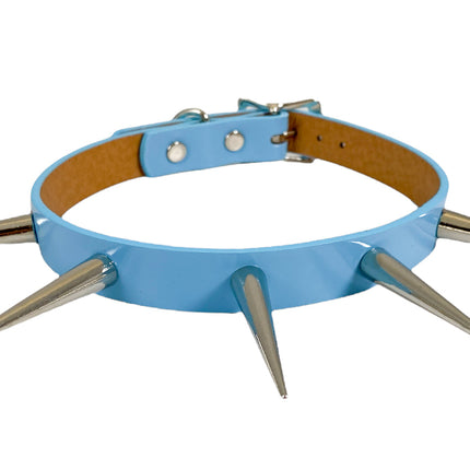 FCK215 SHINY NEON PASTEL   3" LONG PIN SPIKE CHOKER
