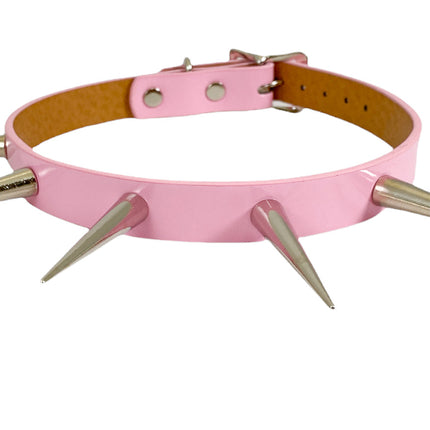 FCK215 SHINY NEON PASTEL   3" LONG PIN SPIKE CHOKER