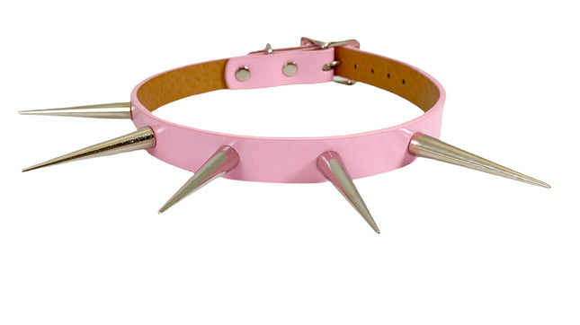 FCK215 SHINY NEON PASTEL   3" LONG PIN SPIKE CHOKER