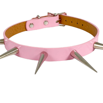 FCK215 SHINY NEON PASTEL   3" LONG PIN SPIKE CHOKER