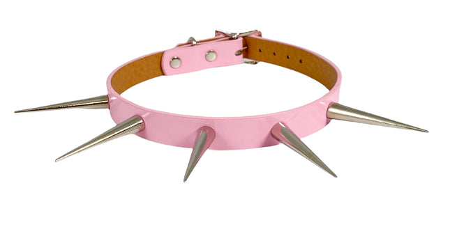 FCK215 SHINY NEON PASTEL   3" LONG PIN SPIKE CHOKER