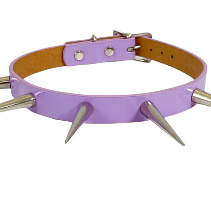 FCK215 SHINY NEON PASTEL   3" LONG PIN SPIKE CHOKER