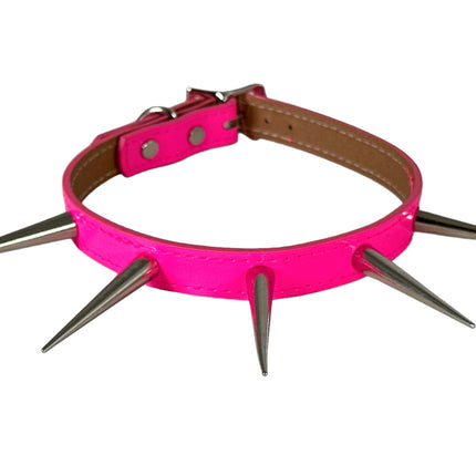FCK215 PATENT NEON 3" PIN SPIKE CHOKER