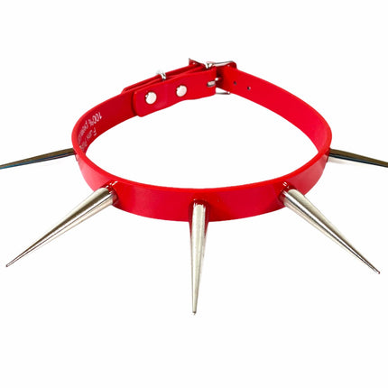 FCK215 PATENT NEON 3" PIN SPIKE CHOKER