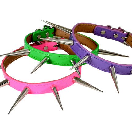FCK215 PATENT NEON 3" PIN SPIKE CHOKER