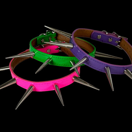 FCK215 PATENT NEON 3" PIN SPIKE CHOKER