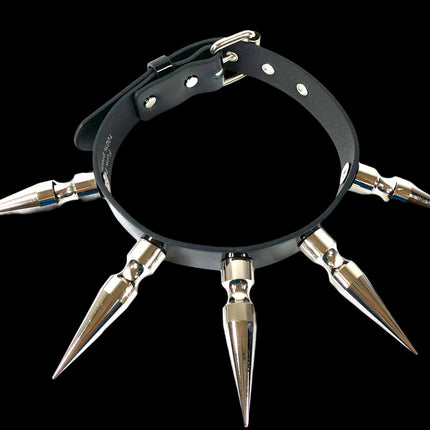CK286P  PATENT LEATHER 3" LONG SPIKE XL CHOKER