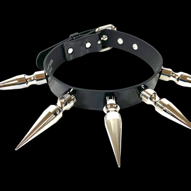 CK286P  PATENT LEATHER 3" LONG SPIKE XL CHOKER