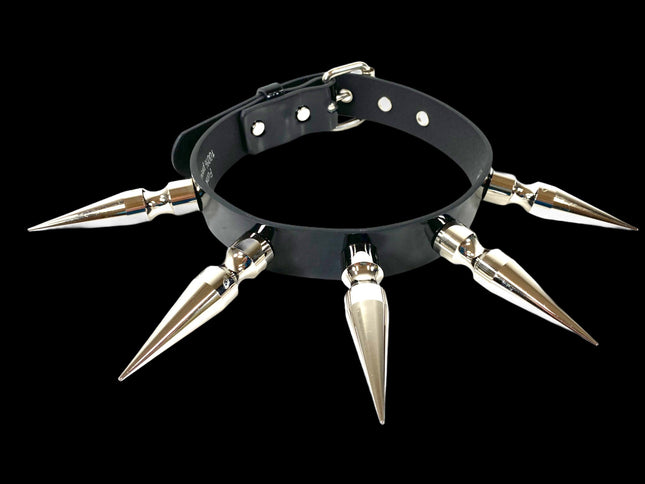 CK286P  PATENT LEATHER 3" LONG SPIKE XL CHOKER