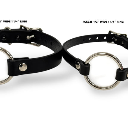 FCK226 MIDDLE O RING (1 1/4")  BLACK 3/4" LEATHER BUCKLE CHOKER