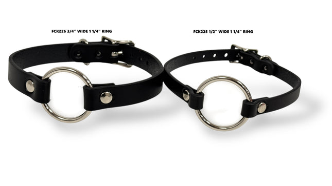 FCK226 MIDDLE O RING (1 1/4")  BLACK 3/4" LEATHER BUCKLE CHOKER