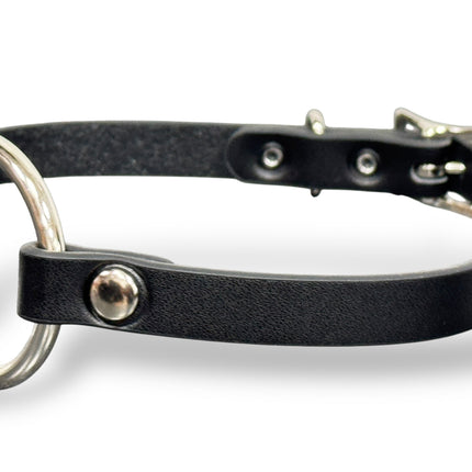 FCK225 MIDDLE O RING (1 1/4")  BLACK 1/2" LEATHER BUCKLE CHOKER
