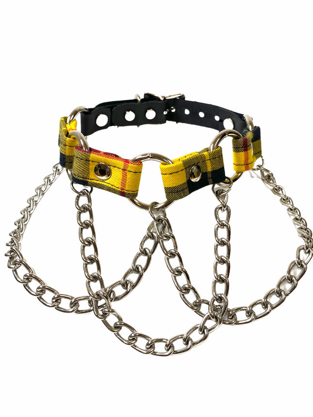 FCK231PD PLAID CHAIN RING CHOKER