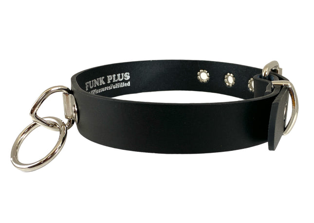 FCK236 1 1/4" BLACK LEATHER CHOKER WITH ONE 1"