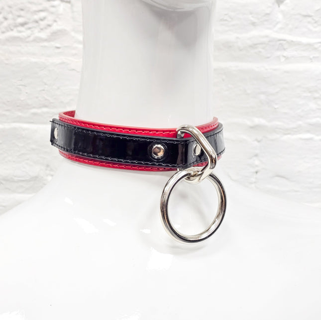 FCK240P PATENT TWO TONE LARGE O RING BONDAGE COLLAR