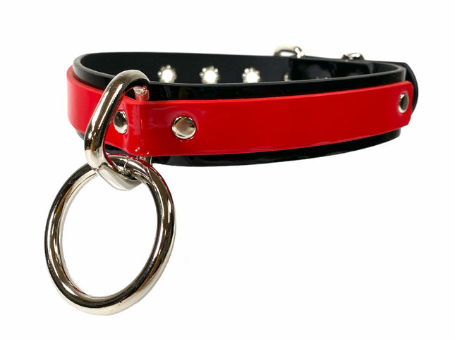 FCK240P PATENT TWO TONE LARGE O RING BONDAGE COLLAR