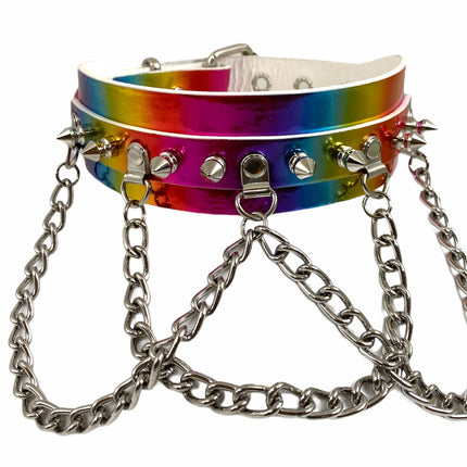 FCK241RN 1 3/4" RAINBOW CHOKER SPIKE AND CHAIN