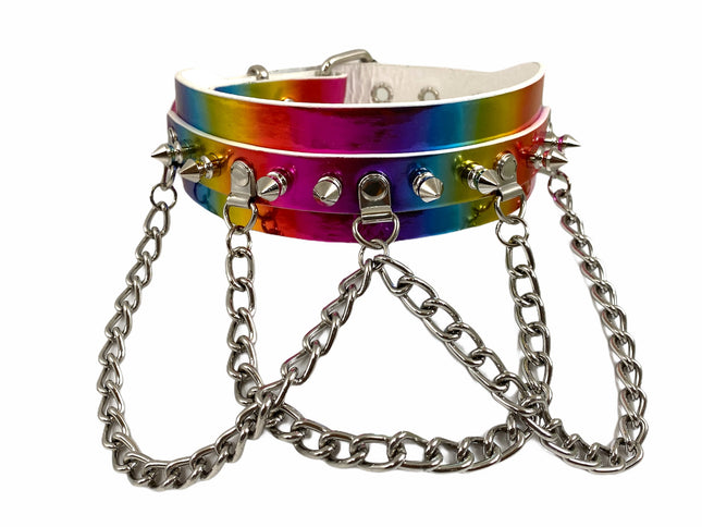 FCK241RN 1 3/4" RAINBOW CHOKER SPIKE AND CHAIN