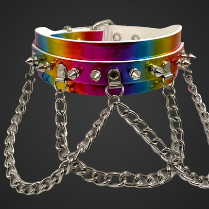 FCK241RN 1 3/4" RAINBOW CHOKER SPIKE AND CHAIN