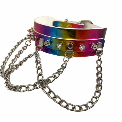 FCK241RN 1 3/4" RAINBOW CHOKER SPIKE AND CHAIN