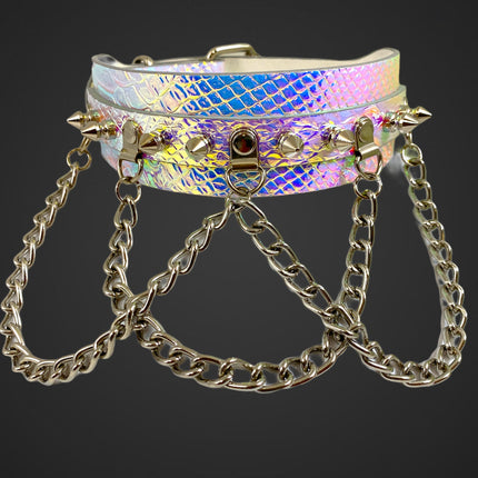 FCK241RN 1 3/4" RAINBOW CHOKER SPIKE AND CHAIN