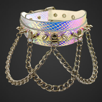 FCK241RN 1 3/4" RAINBOW CHOKER SPIKE AND CHAIN