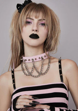 FCK244 SHINY  PASTEL SPIKE CHOKER