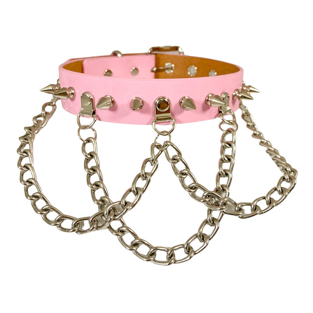 FCK244 SHINY  PASTEL SPIKE CHOKER