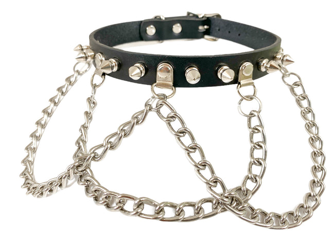 FCK246MATT  3/4" WIDE  SPIKE CHAIN SUB BONDAGE CHOKER